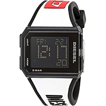 DIESEL デジタル腕時計 10 BAR ホワイト/ブラック Amazon.co.jp: Diesel デジタルウォッチ チョップド ホワイト