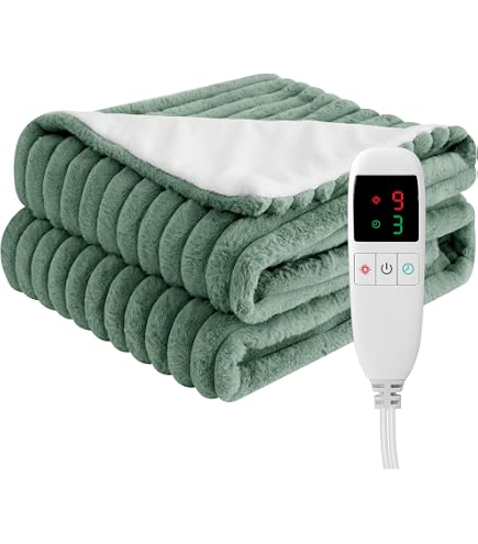 Amazon.co.jp : 電気毛布 掛け 敷き 洗える 表面兎毛調+裏面フランネル 