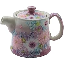 新品未使用　【薄紅花景色　平急須】瀬戸焼 急須 工房「ゆずりは」 Amazon | 工房ゆずりは 紅彩花雅 平急須 手造り 手描き 瀬戸焼