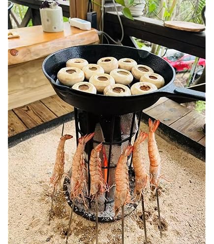 Amazon.co.jp: 原始焼き串焼き魚焼きyumi's囲炉裏4Lろばた炭金枠五徳