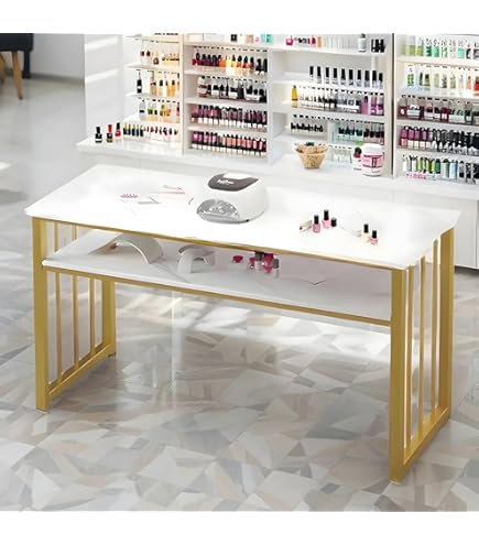 Amazon.co.jp: ネイルテーブル マニキュアテーブル 二段式 幅80×奥行40