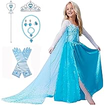 新品未使用 子供用 アナ雪のロングドレスセット 衣装 Wig付き キッズコスプレ 新品未使用 子供用 アナ雪のロングドレスセット 衣装 Wig付き