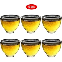 Amycute 湯呑み 煎茶碗 ティーカップ 耐熱ガラス 茶器 シンプル ハンマーテクスチャー 70ml/45ml ６個セット (45ML)
