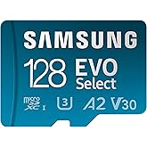SAMSUNG EVO Select Micro SD-Memory-Card + Adapter, 128GB microSDXC 130MB/s Full HD & 4K UHD, UHS-I, U3, A2, V30, Expanded Sto