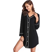 Nightshirts Button Down Sleepwear 