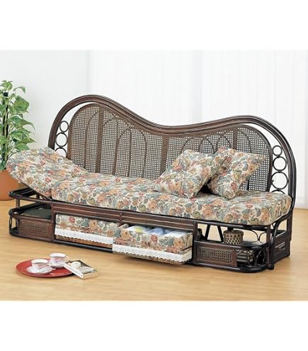 Amazon｜【今枝商店】籐 ラタン カウチソファ AMZY613B 幅165㎝ ダーク
