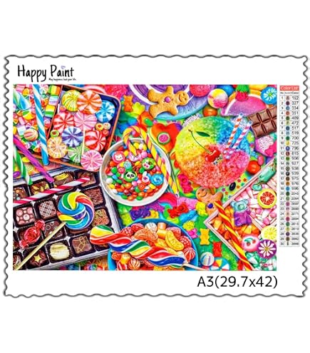 Amazon | Happy Paint ダイヤモンドアート A3 女の子 ブルー 青 お洒落