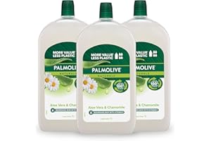 Palmolive Naturals Liquid Hand Wash Soap 3L (3 x 1L packs), Aloe Vera and Chamomile Refill and Save, with Moisturising Milk, No Parabens Phthalates and Alcohol, Recyclable Bottle