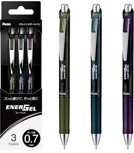 Amazon | ぺんてる ボールペン ゲルインキ エナージェル 0.7mm 3色