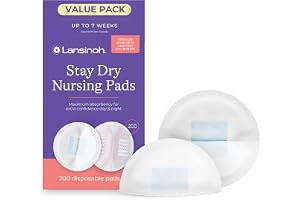 Lansinoh Stay Dry Disposable Nursing Pads for Breastfeeding, 200 Count (Pack of 1)