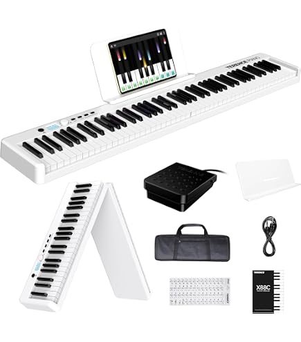 Amazon | Yumcute 電子ピアノ 88鍵盤 折りたたみ スタンド付 2つ折り