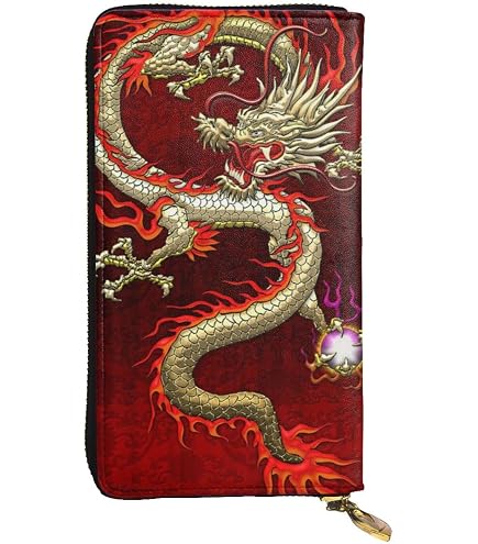 Amazon.co.jp: 財布 龍神 竜 ドラゴン柄 長財布 ラウンドファスナー