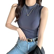 Amazon | [Harsever] タンクトップ レディース 丸首 ショート丈