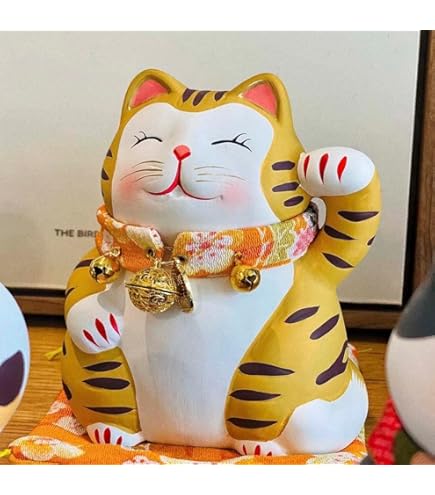 Amazon｜千万両5号福猫(白)左 [ 17cm 360g ] [ 招き猫 ] | 縁起物 置物