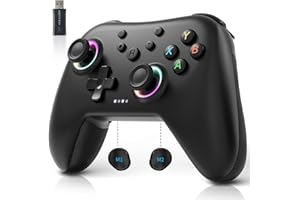 AceGamer Aurora pc コントローラー 2.4Gレシバー付きワイヤレスコントローラー Turbo連射 振動調整機能搭載 低電力警告 LEDライト 1000mAh大容量バッテリー Switch/Switch2/PC/Android/iOS