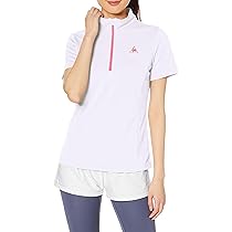 le coq sportif - 【超美品】ルコックゴルフ 半袖ハイネックワンピース 白 ハーフジップ 一部プリーツ ストレッチ レディース M ゴルフウェア le coq sportif 美品】ルコック 半袖ハイネックワンピース 白 ストレッチ