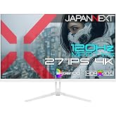 JAPANNEXT 27インチ ゲーミングモニター JN-IPS27G120U-W【2年保証】 | IPSパネル,120Hz/1ms(MPRT)対応,4K(3840×2160)解像度,ホワイト,HDMI2.1,DP,sRGB:100%,HDR400相