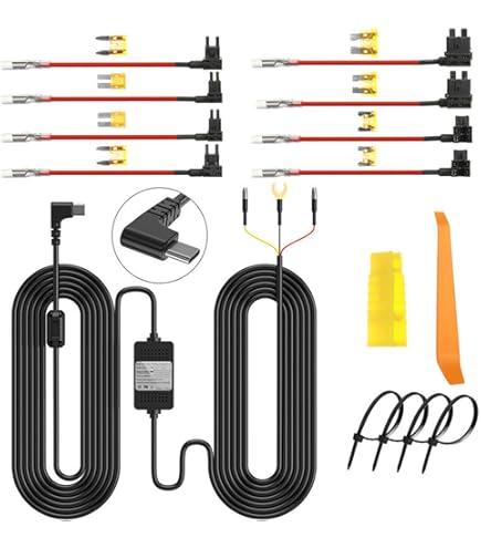 GKU Dash Cam Hardwire Kit With Battery Protection - 12V-24V To 5V Power Cable For Parking Mode & Continuous Recording