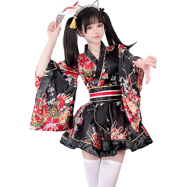 Amazon.co.jp: [YUOK] 吉原花魁 歌舞伎風 妖艶サテン製 芸者風華麗着物