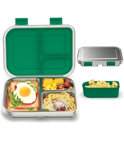 AOHEA Stainless Steel Lunch Box For Kids - Leak Proof Bento Box, BPA Free 304 Stainless Steel With 2 Compartments (23 Oz), Purple