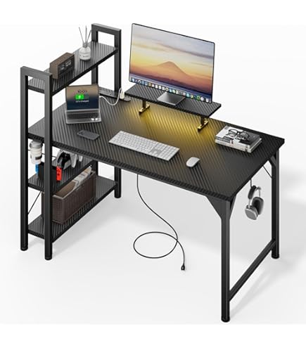 Amazon | 牧小苫＼msmr パソコンデスク 幅120×奥行60cm ラック付き