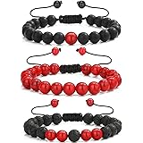 MengPa Beads Bracelets Mens Lava Rock Stone Beaded Anxiety Essential Oil Volcanic Bracelet Set