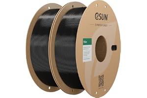 eSUN PLA+ Filament 1.75mm, Enhanced Toughness 3D Printer Filament PLA Plus, Dimensional Accuracy +/- 0.03mm, 1KG per Spool, 2 Spools 3D Printing Filament, Black and Black