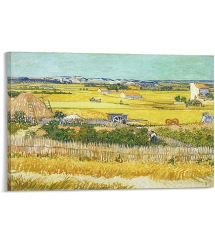 Amazon.co.jp: ゴッホ『ラ・クローの収穫』オフセット印刷 風景画 農村