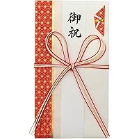 【日本製】 金封 (慶事) 5035-244 祝儀袋 短冊（御祝 無地） 無地中包 一般御祝用 お祝い袋 のし袋 熨斗袋 赤 麻の葉 柄