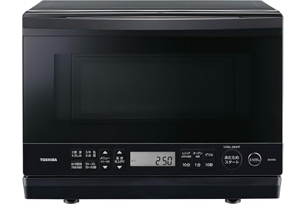 TOSHIBA(東芝) スチームオーブンレンジ 石窯ドーム ER-D70A(K) ブラック 250℃ 1段調理 フラットテーブル 電子レンジ 赤外線センサー ノンフライ調理 簡単お手入れ 小型 新生活 一人暮らし 二人暮らし ファミリー
