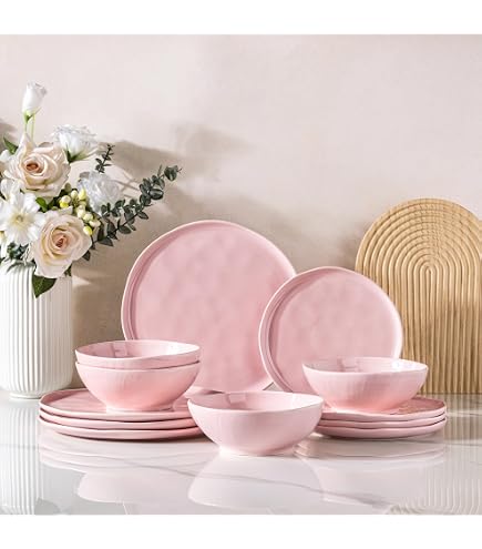 American Atelier 4-Piece Stoneware Dinnerware Set - Service For 1, Microwave & Dishwasher Safe, Pink - View #9