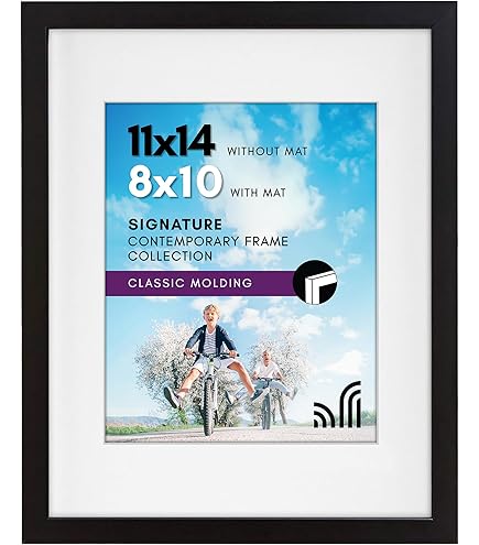 Yaetm 12x16 Black Wood Picture Frame With Mat For 8.5x11 Set Of 2, Solid Wood - View #5