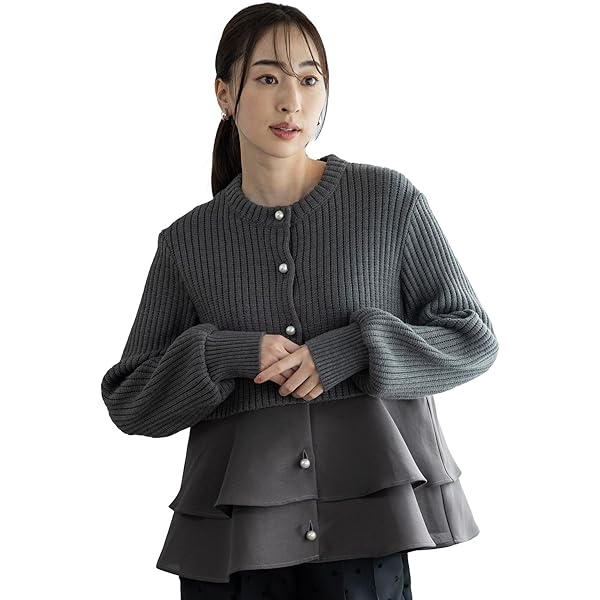 未使用[SONO] サイドティアードフレア チュニックカーディガン 春夏　ソーノ 未使用[SONO] サイドティアードフレア チュニックカーディガン