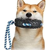 FERRISA 犬 おもちゃ 噛むおもちゃ 頑丈 ロープ 犬のおもちゃ 歯磨き 壊れにくい 引っ張り 犬用おもちゃ ストレス解消 運動不足対策 歯清潔 タイヤ形 ペット用 おもちゃ 中型大型犬 知育玩具