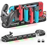 Switch ジョイコン プロコン 充電 スタンド Switchドックと一体型 OIVO 6台Joy-Con+1台プロコン同時充電 約2-3.5時間急速充電 スイッチコントローラー 充電指示ランプ付 収納 Switch有機EL Joy-Con充電器