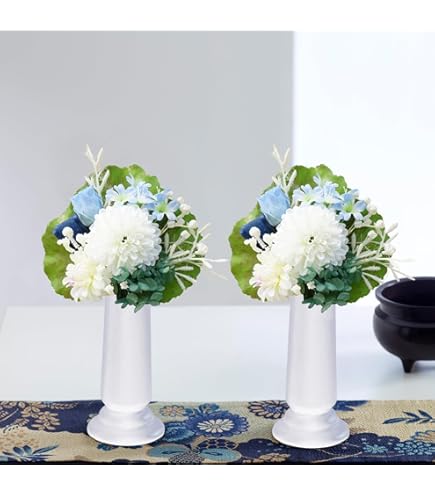 Amazon.co.jp: プリザーブドフラワー仏花 りんどう 一対 花器