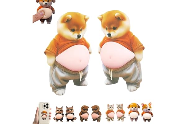 犬 お腹 シール 3D【2025新型】柔らかいお腹 ぷにぷにシール かわいい 3D もっちりスクイーズ ステッカー シー ル帳 デコレーション 携帯電話飾り用 手帳用 日記帳用 车用 手芸用品 (B)
