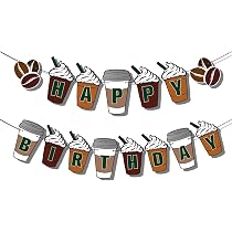 Frappe Coffee Themed Birthday Party Banner - Gold Foil Lettering On Cardstock - View #5