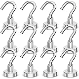 Snokay Magnetic Hooks - 12 Pack, 8kg Heavy Duty Earth Magnets with Hook for Longer Length, Extra Strong Cruise Hook for Hangi
