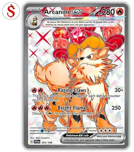 rare growlithe card Pokémon – Hisuian 181/167 – Twilight Masquerade – Illustration – Full Art – Alternate – Single Trading Toys & Games Size:6.3*8.8 cm (R3 Rounded Corners)(Double sided different design) (SZ#7PWOD89) Card_Attachment_Slot Hole Fire / 90 / Card Sleeve Bundle: Game