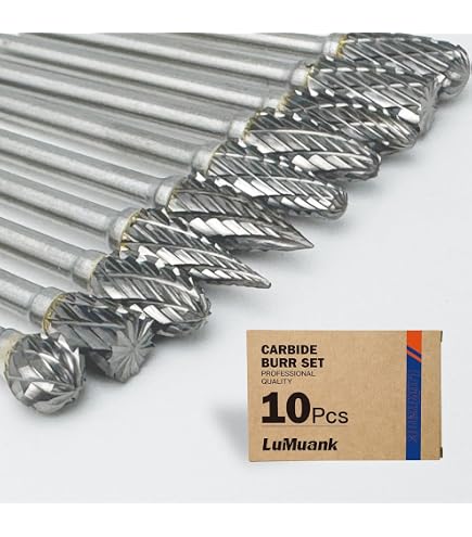10Pcs 1/8 Shank Long Double Cut Tungsten Carbide Burrs for Dremel