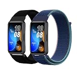 [Sitengle] Huawei band8対応交換バンド 2本セット ナイロン 調節可能 ファーウェイ バンド8 替えバンド ストレッチ band8用ベルト シンプル 通気 軽量 (ブラック+ブルー)