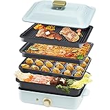 SOLEMOOD ホットプレート 焼肉 たこ焼き 3枚タイプ 多用途 しゃぶしゃぶ グリル鍋 深鍋 焼肉プレート プレート取り外し可能 着脱式ホットプレート 1台多役 A4サイズ 1200W おしゃれ かわいい 温度調節 洗いやすい 1人 2人 3人