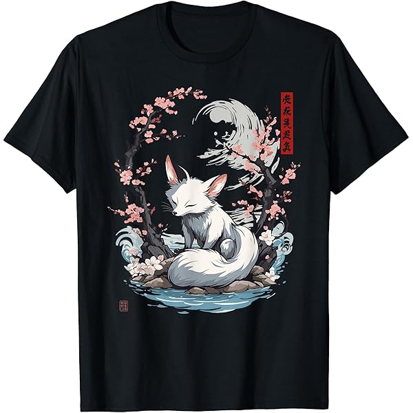 Amazon | 日本アニメ キツネ 九尾 Tシャツ | Tシャツ・カットソー 通販