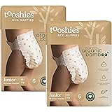 Tooshies ECO Nappies | Size 6 Junior 16kg+ | Made with Organic Bamboo | 12 hrs leak free | Unisex | Bee Print | 2x30pk
