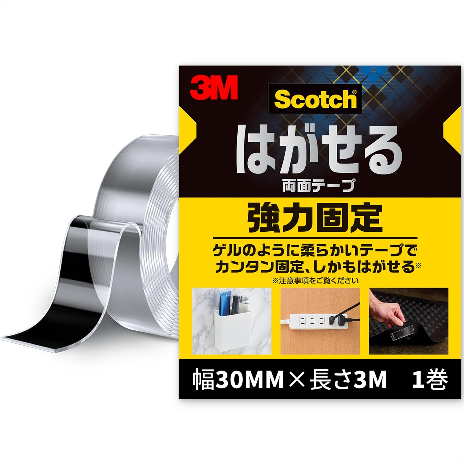 【Amazon.co.jp限定】3M スコッチ はがせる 透明 両面テープ 強力固定 幅30mm×長さ3m 1巻 SRK-AZ