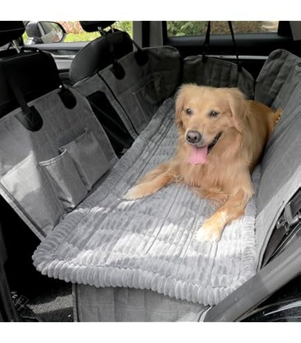 Eurhowing Backseat Pet Bed Mat, Non-Slip Dog Bed For Car, Fuzzy Dog Seat Cover For Car Back Seat, Fit For Backseat Extenders And Seat Covers (Light