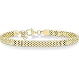Miabella 18K Gold Over Sterling Silver Italian 5mm Mesh Link Chain Bracelet for Women 6.5, 7, 7.5, 8 Inch 925 Made in Italy