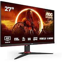 AOC Gaming Q27G2E - 27 INch QHD Monitor, 155Hz, 1ms MPRT, VA