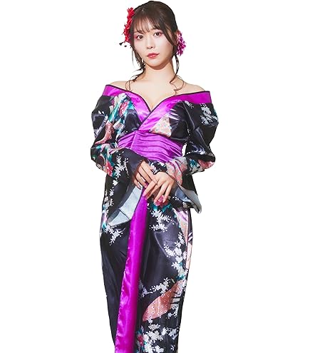 Amazon.co.jp: Be With 夜蝶絵巻 帯付き セクシー ミニ 着物 Mサイズ